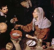 Diego Velazquez gammal kvinna tillagar agg USA oil painting artist